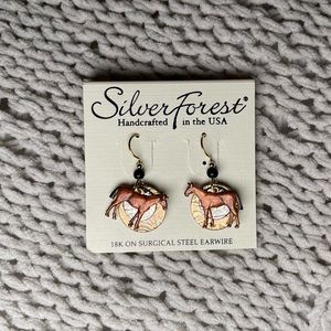 Silver Forest Horse Earrings